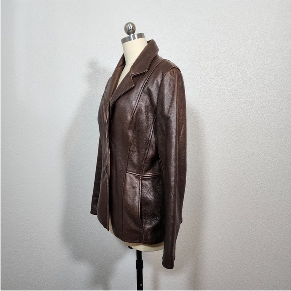 WILSONS LEATHER 2 Button Leather blazer sports coat jacket in brown size M - Picture 2 of 12